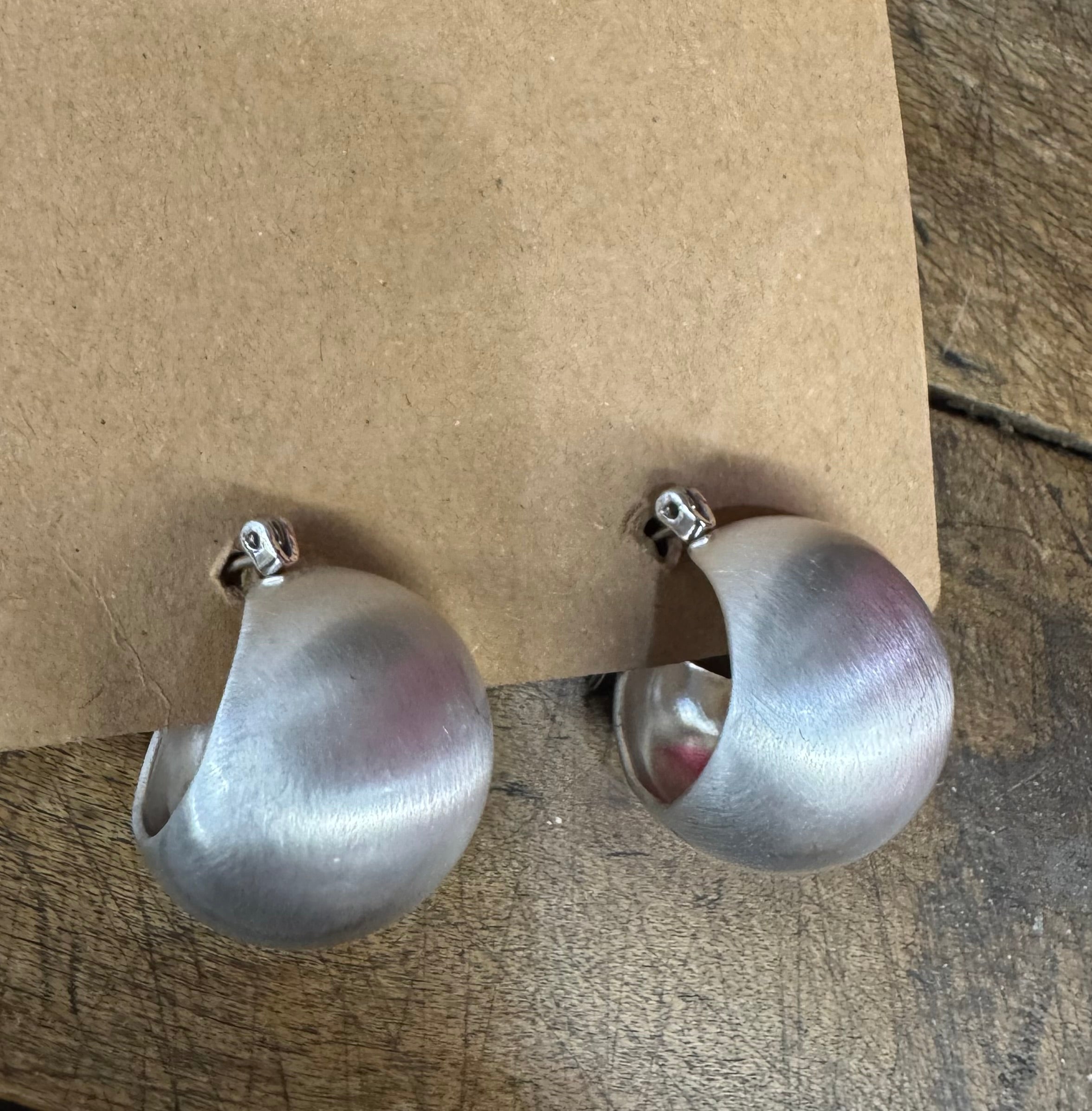 Silver Chunky Huggies Earrings