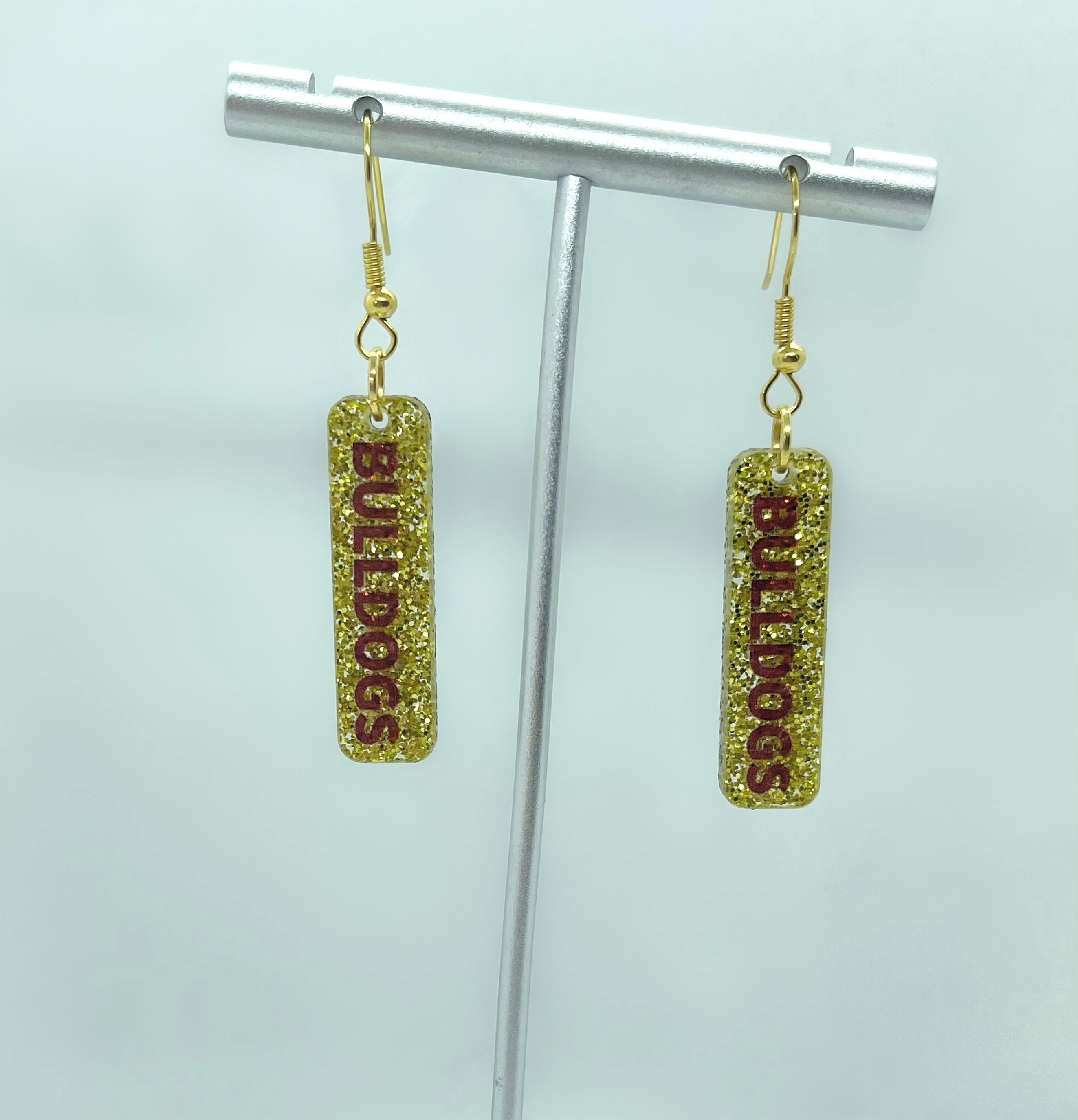 Gold Glitter Go Dogs Earrings