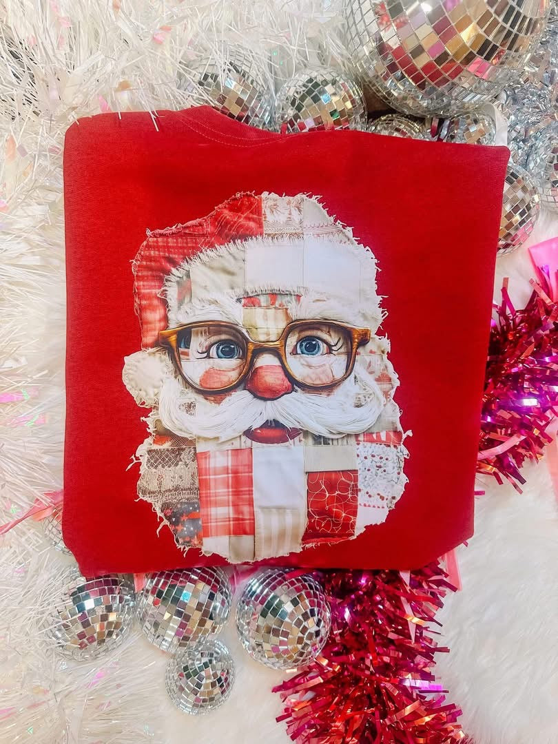 Holiday Patchwork Santa Tee