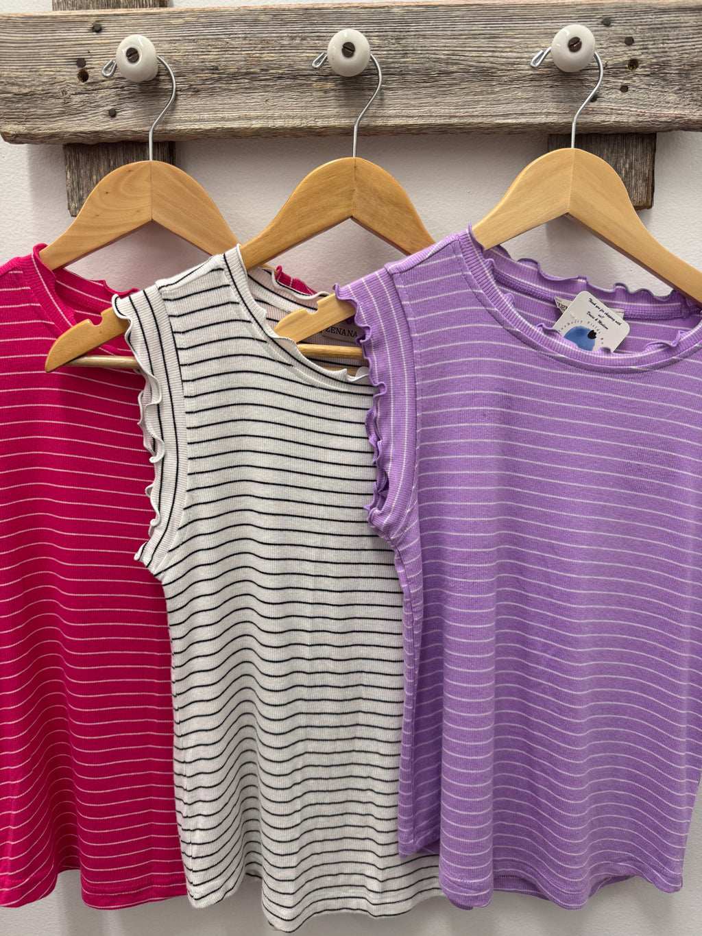 Flared Ribbed and Striped Tank