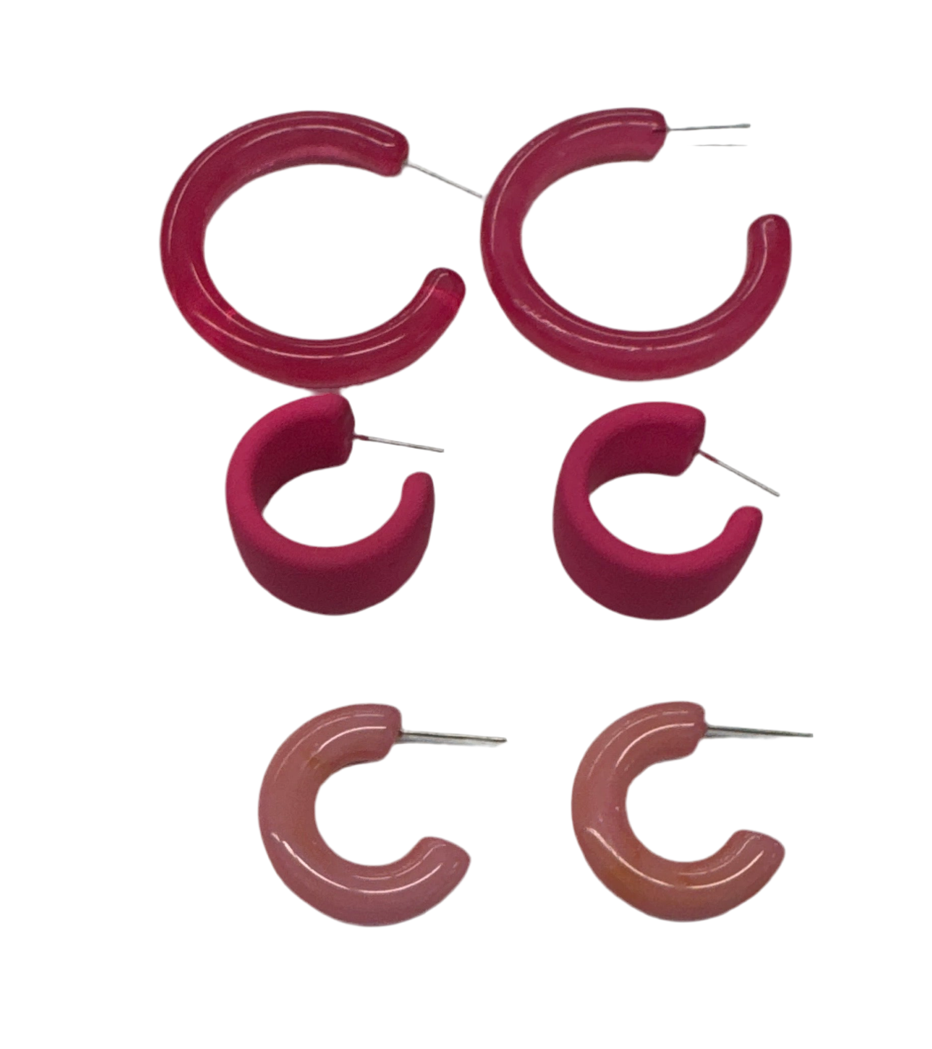 Degrees of Hot Pink Hoop Earrings