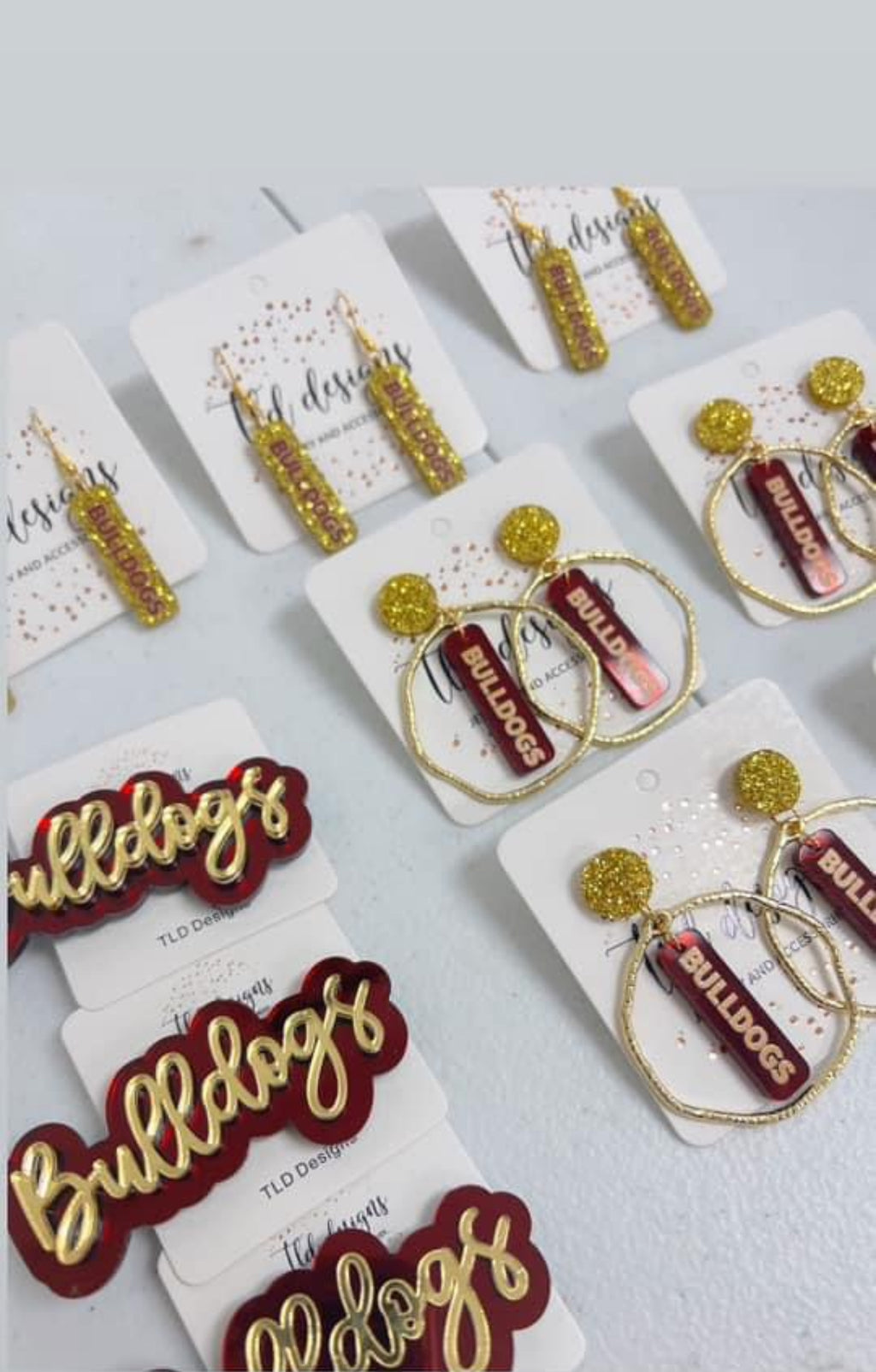 Gold Glitter Go Dogs Earrings