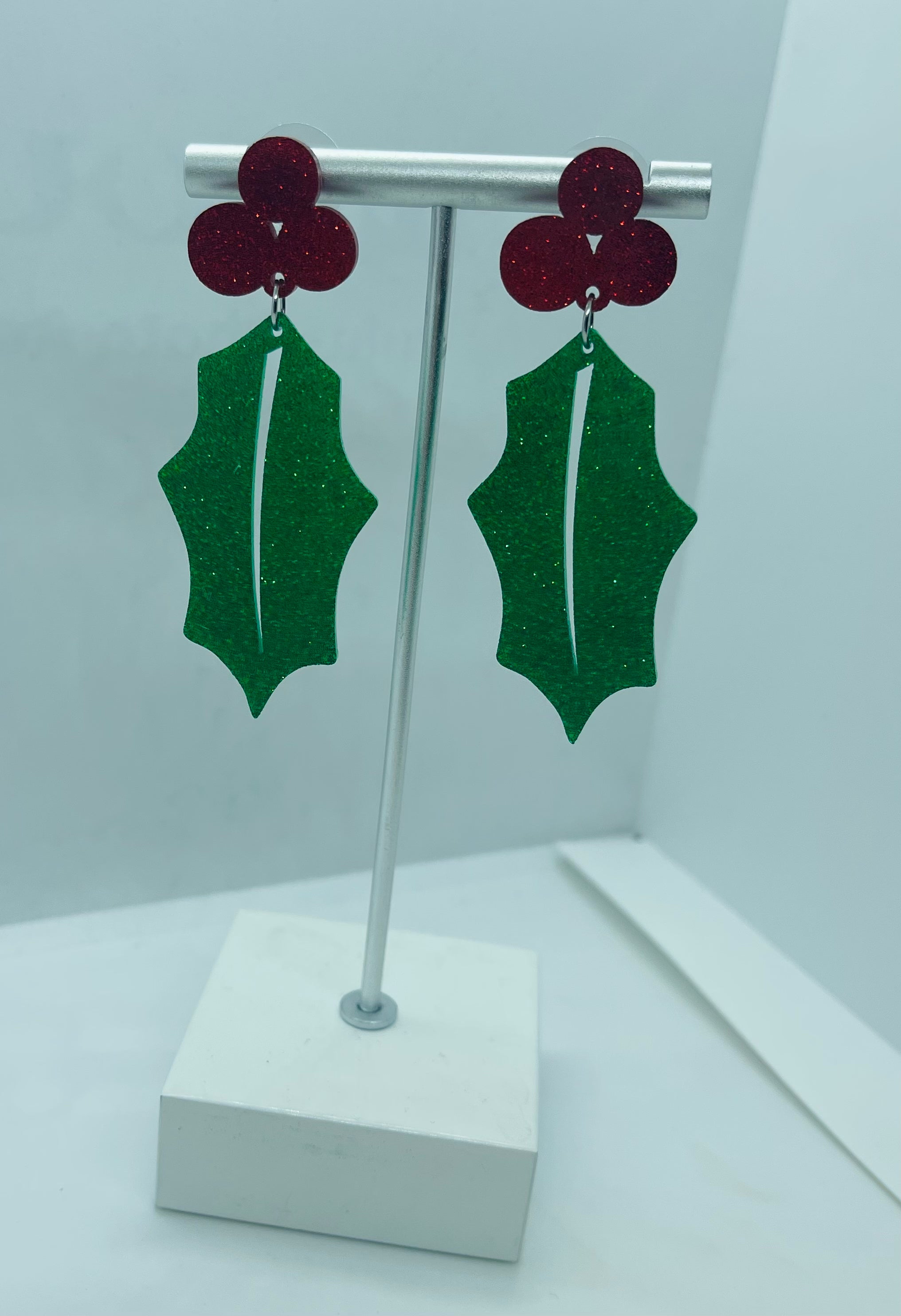 Christmas Holly Acrylic Earrings