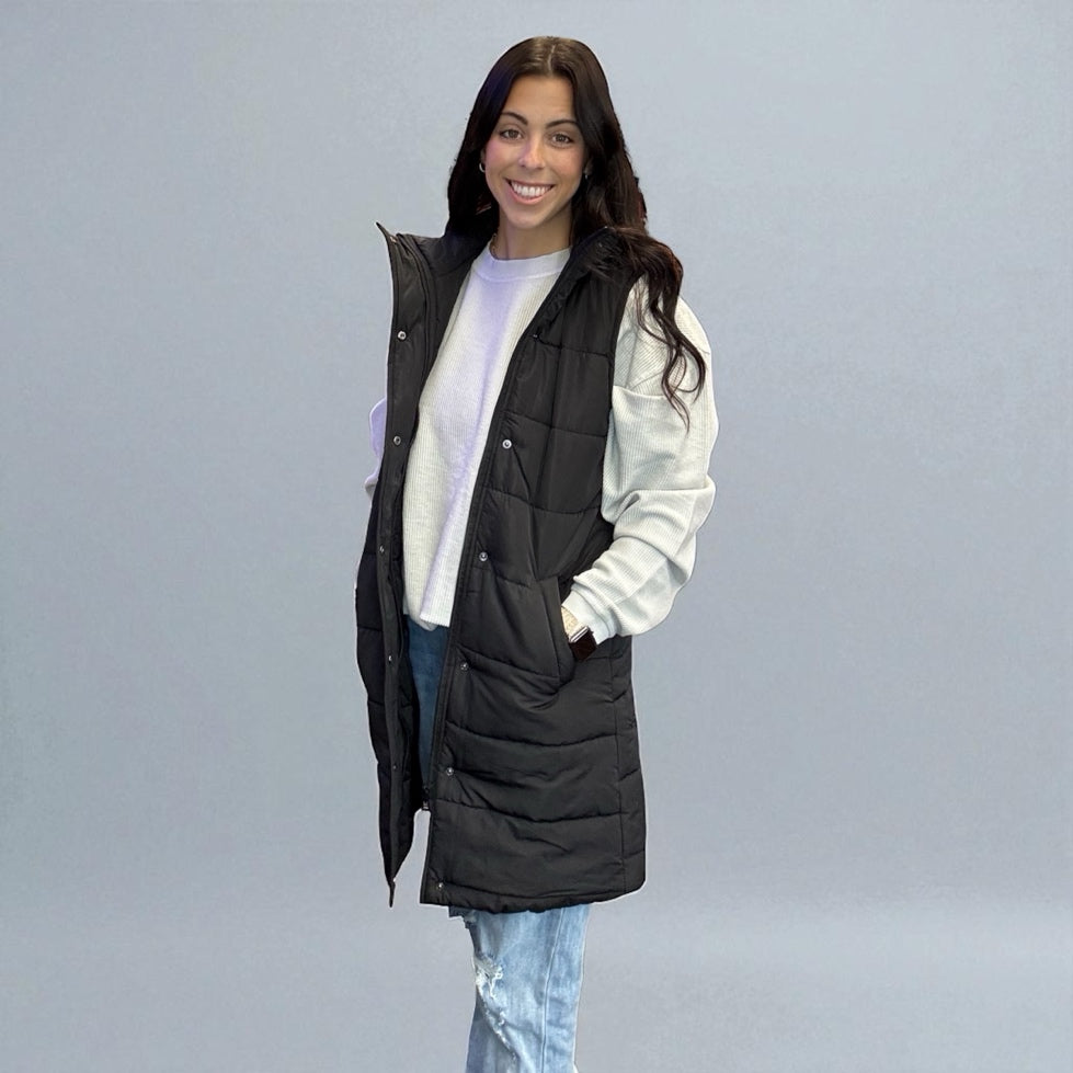 Harlow Long Vest ~ Black