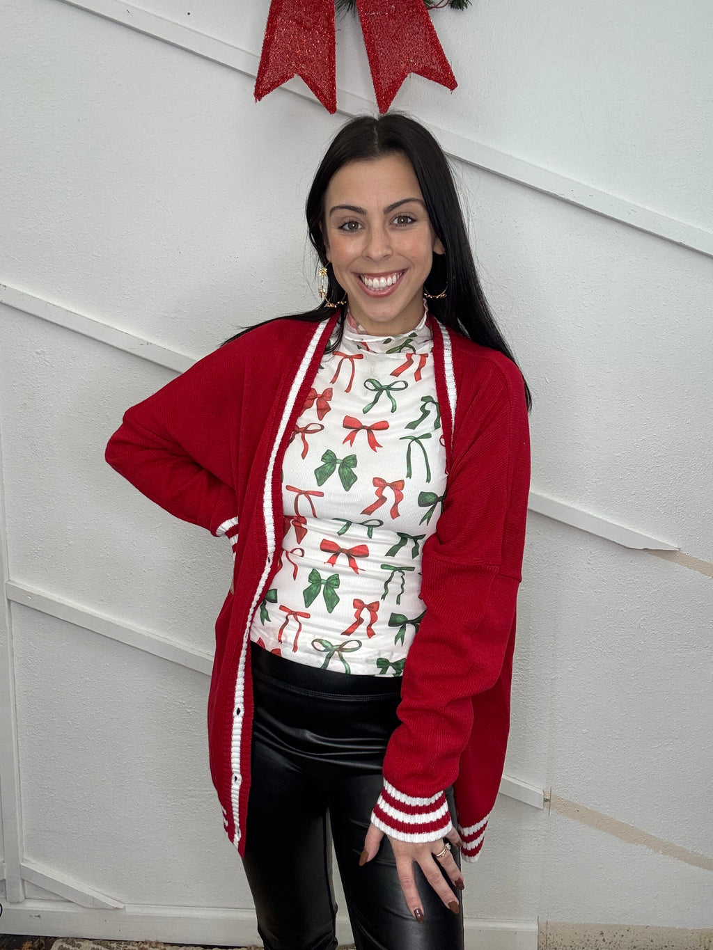 Keigan Mesh Top ~ Midnight Bow Christmas Edition