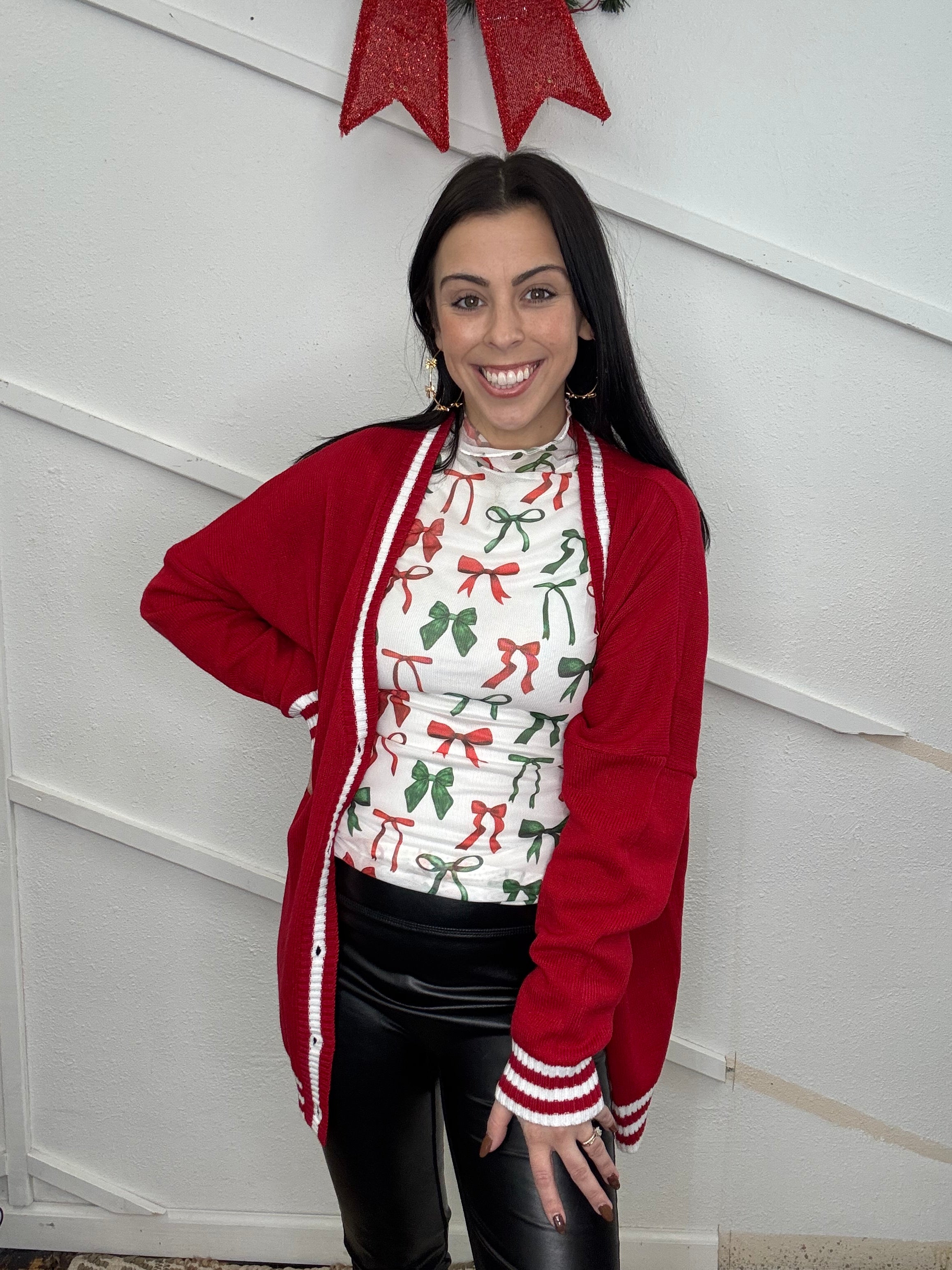 Keigan Mesh Top ~ Midnight Bow Christmas Edition