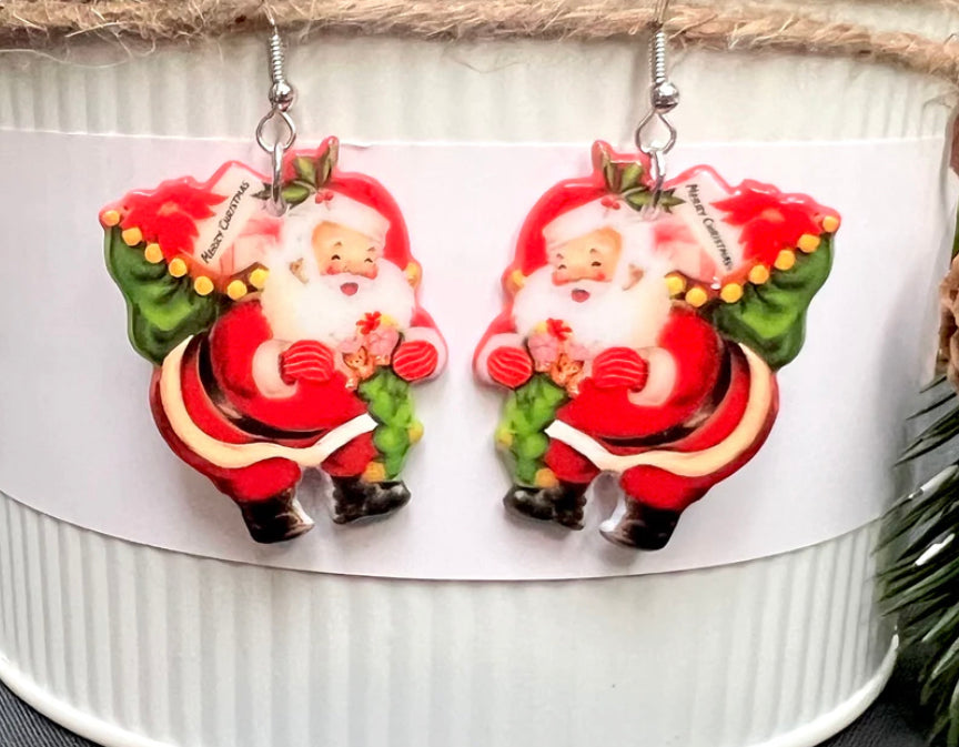 Vintage Looking Santa & Presents Earrings
