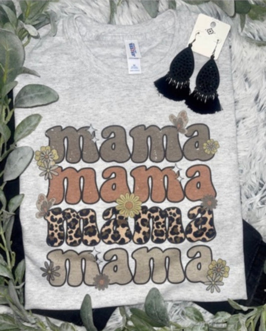 Groovy Leopard Floral Mama Tee