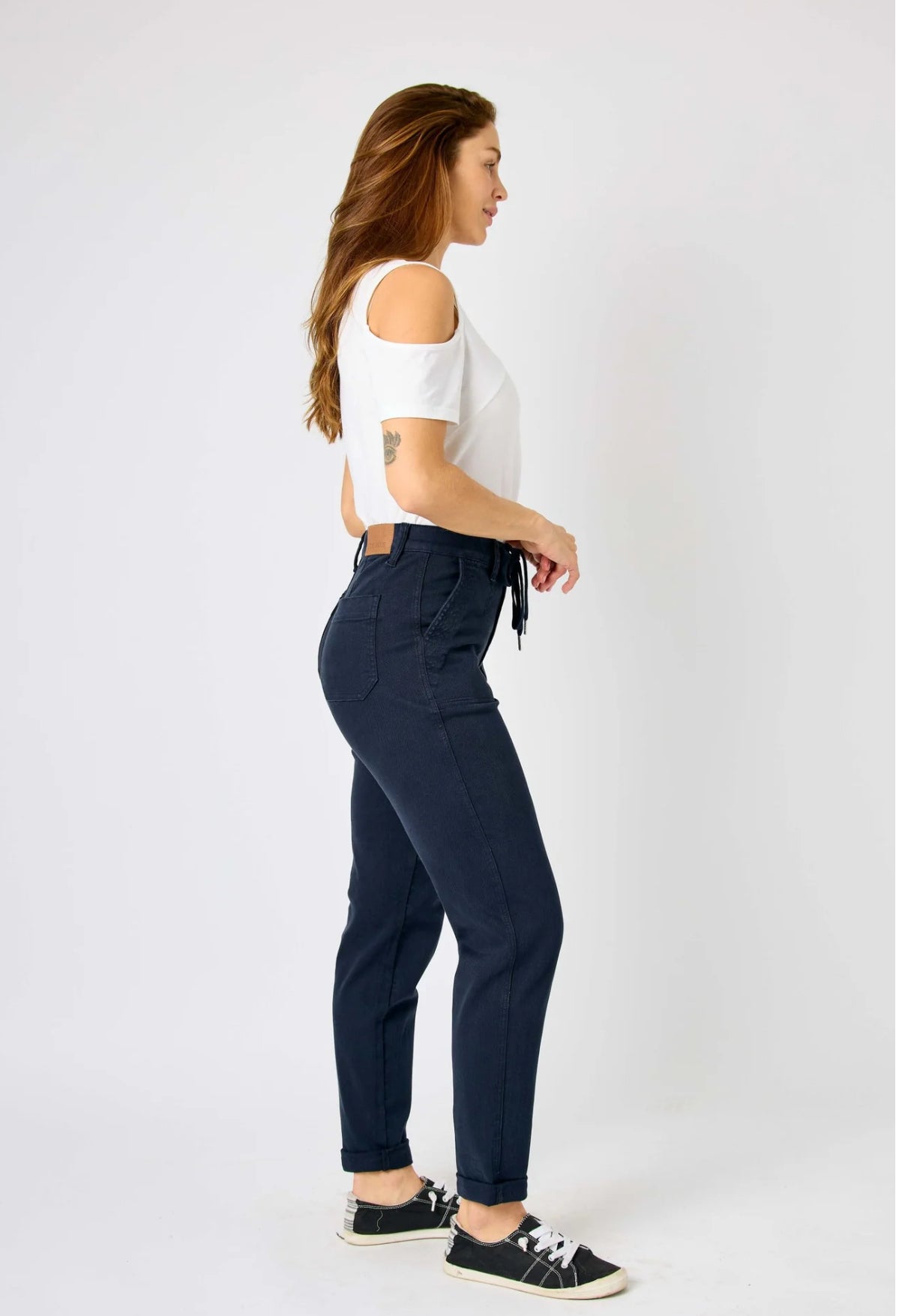 Judy Blue High Waist Garment Dyed Navy Cuffed Jogger