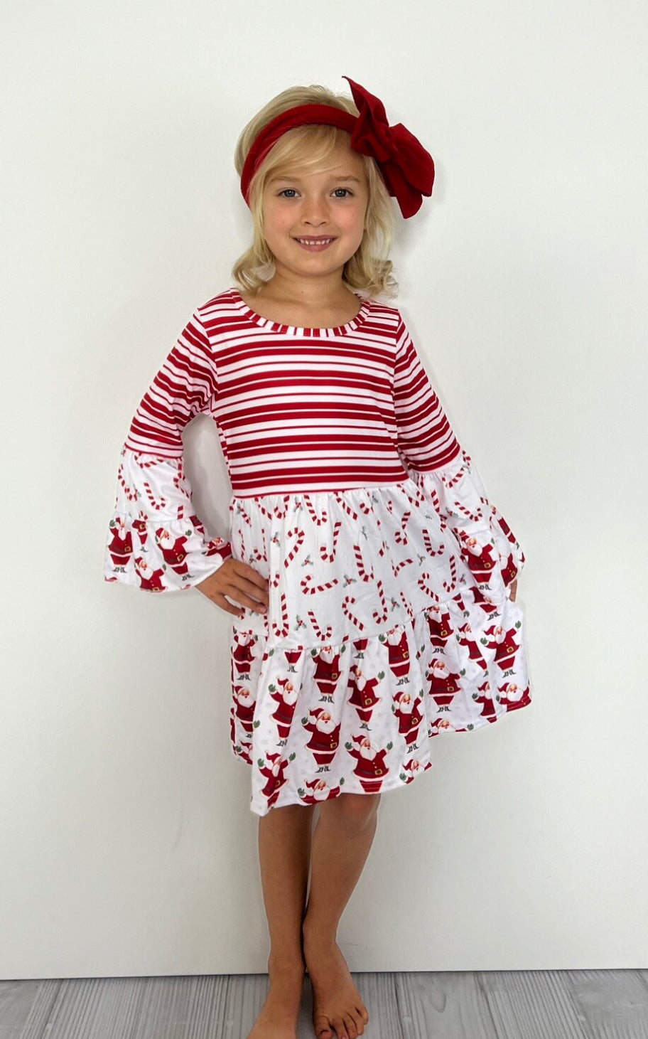 Candy Cane Santa Girls Dress