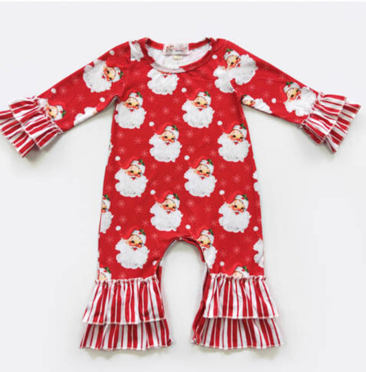 Santa Stripes Baby Romper