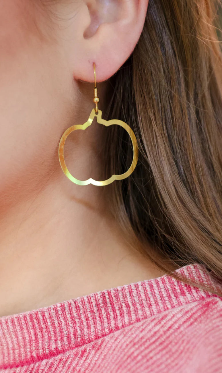 Gold Plated Pumpkin Cutout Earrings