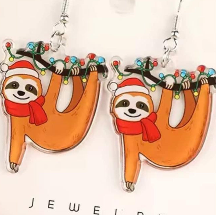 Christmas Light Sloth Earrings