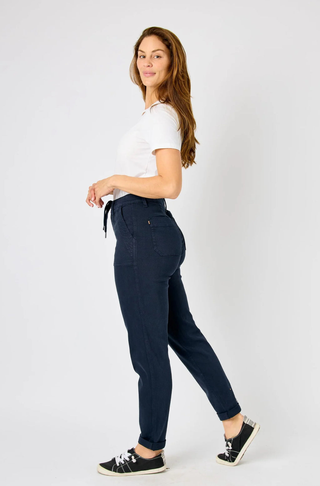 Judy Blue High Waist Garment Dyed Navy Cuffed Jogger