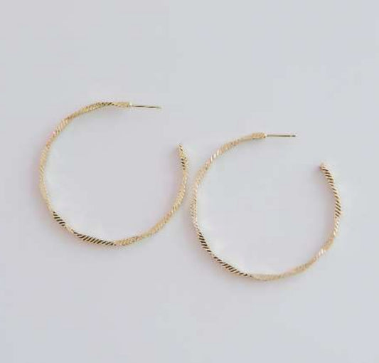 Claire Wavy Golden Hoops