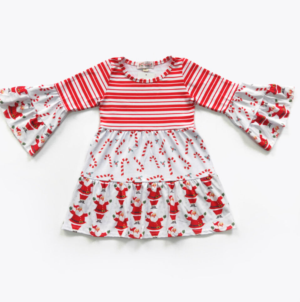 Candy Cane Santa Girls Dress