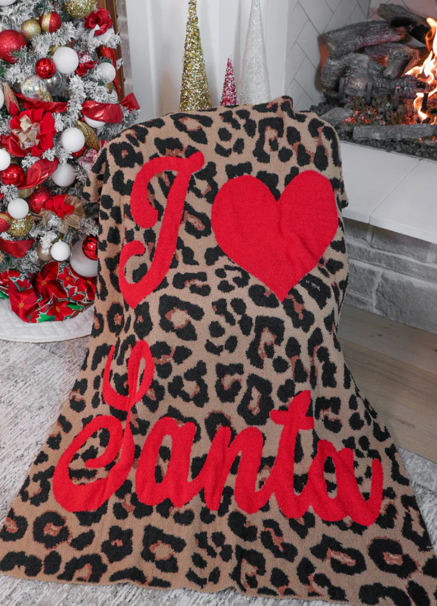 I Love Santa Leopard Blanke