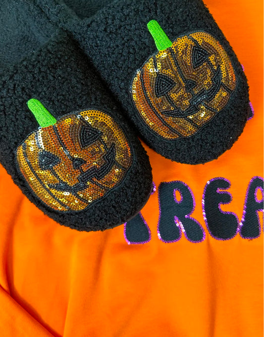 Hey Jack! Sequin Pumpkin Slippers