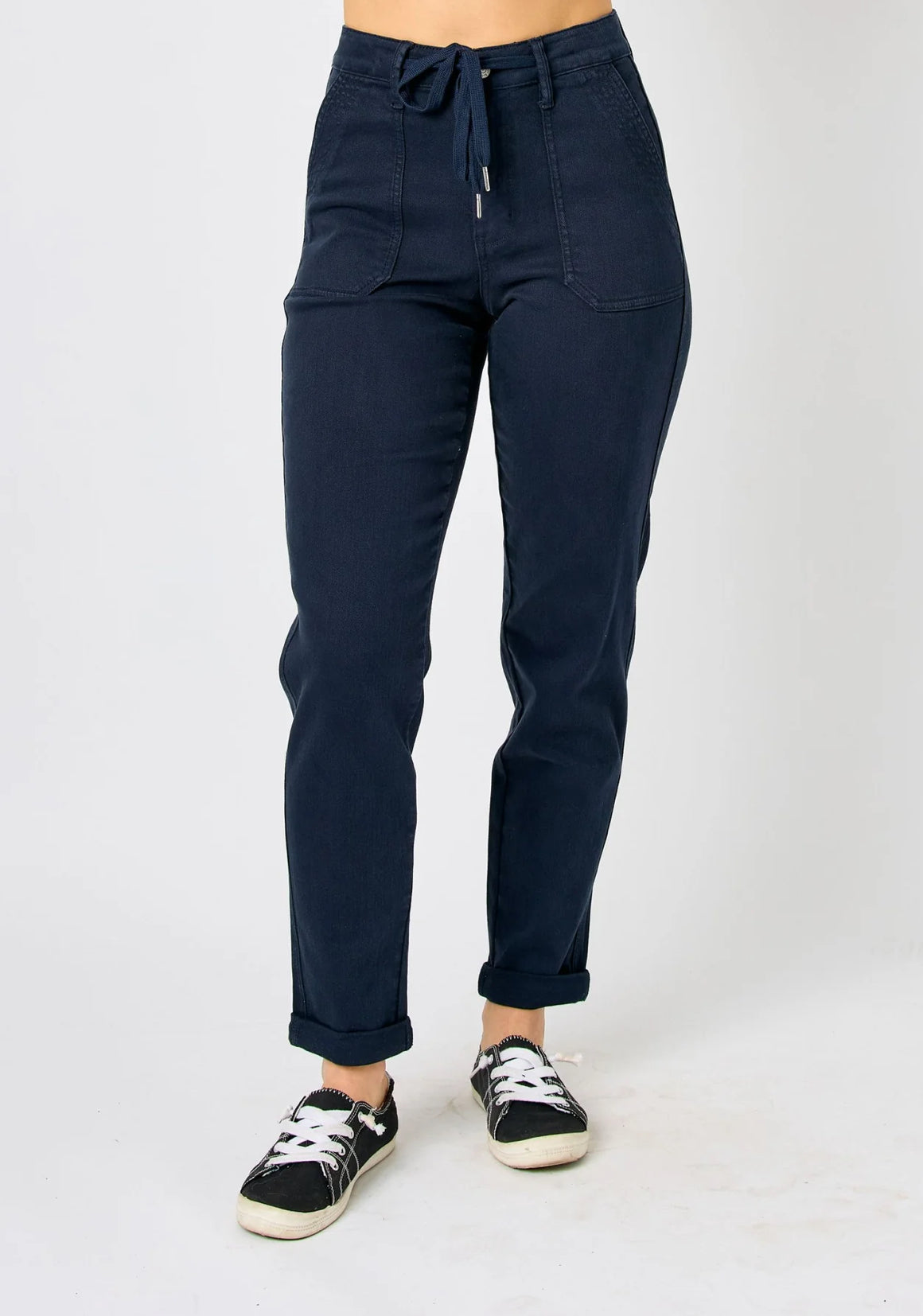 Judy Blue High Waist Garment Dyed Navy Cuffed Jogger