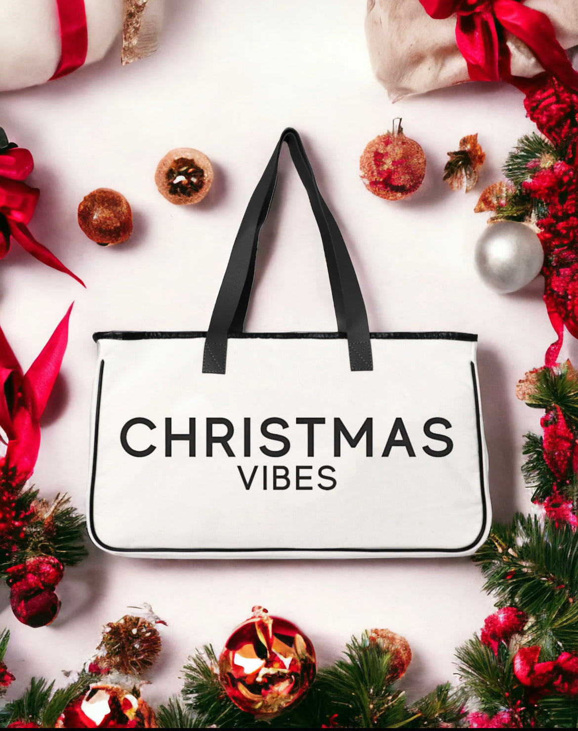 Christmas Vibes Canvas Tote