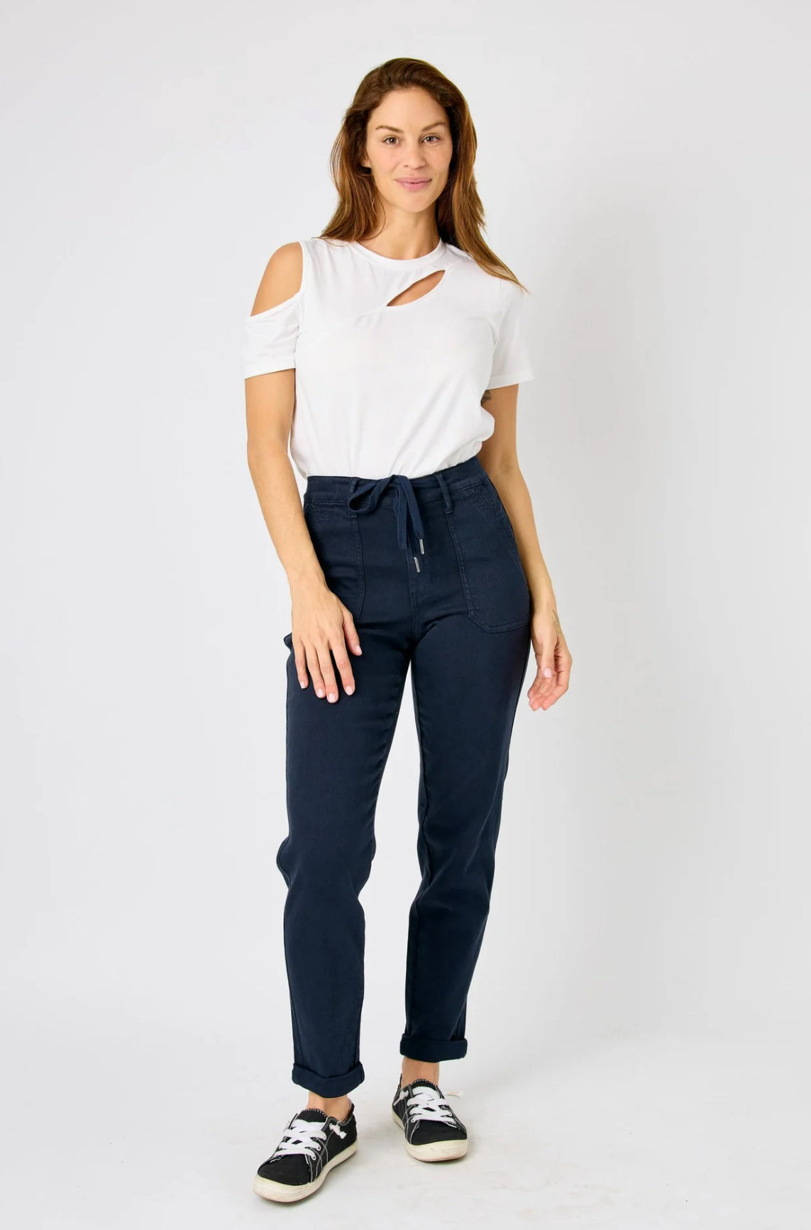 Judy Blue High Waist Garment Dyed Navy Cuffed Jogger