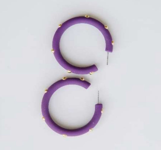 Purple Studded Hoops