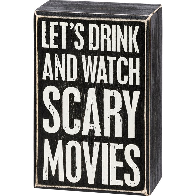 Drink And Watch Scary Movies Box Sign And Sock Set