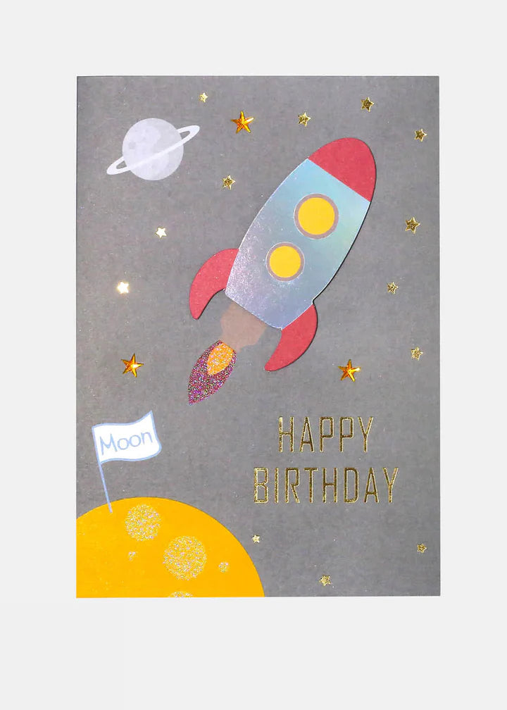 Rocket Ship Birthday Greeting Card