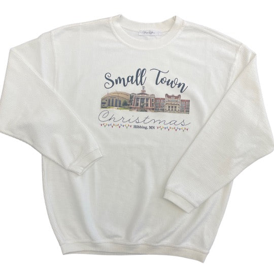 Small Town Christmas Corded Crew in White