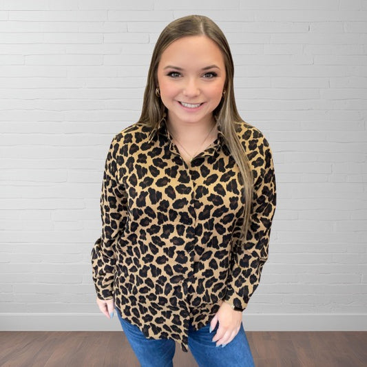 Nina Leopard Button-Up