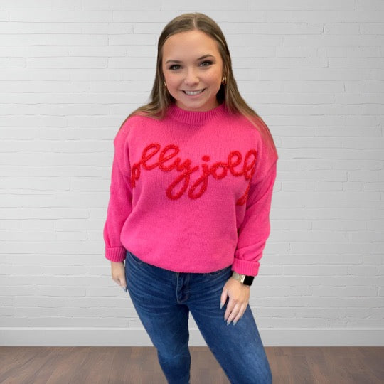 Hot Pink Holly Jolly Tinsel Sweater
