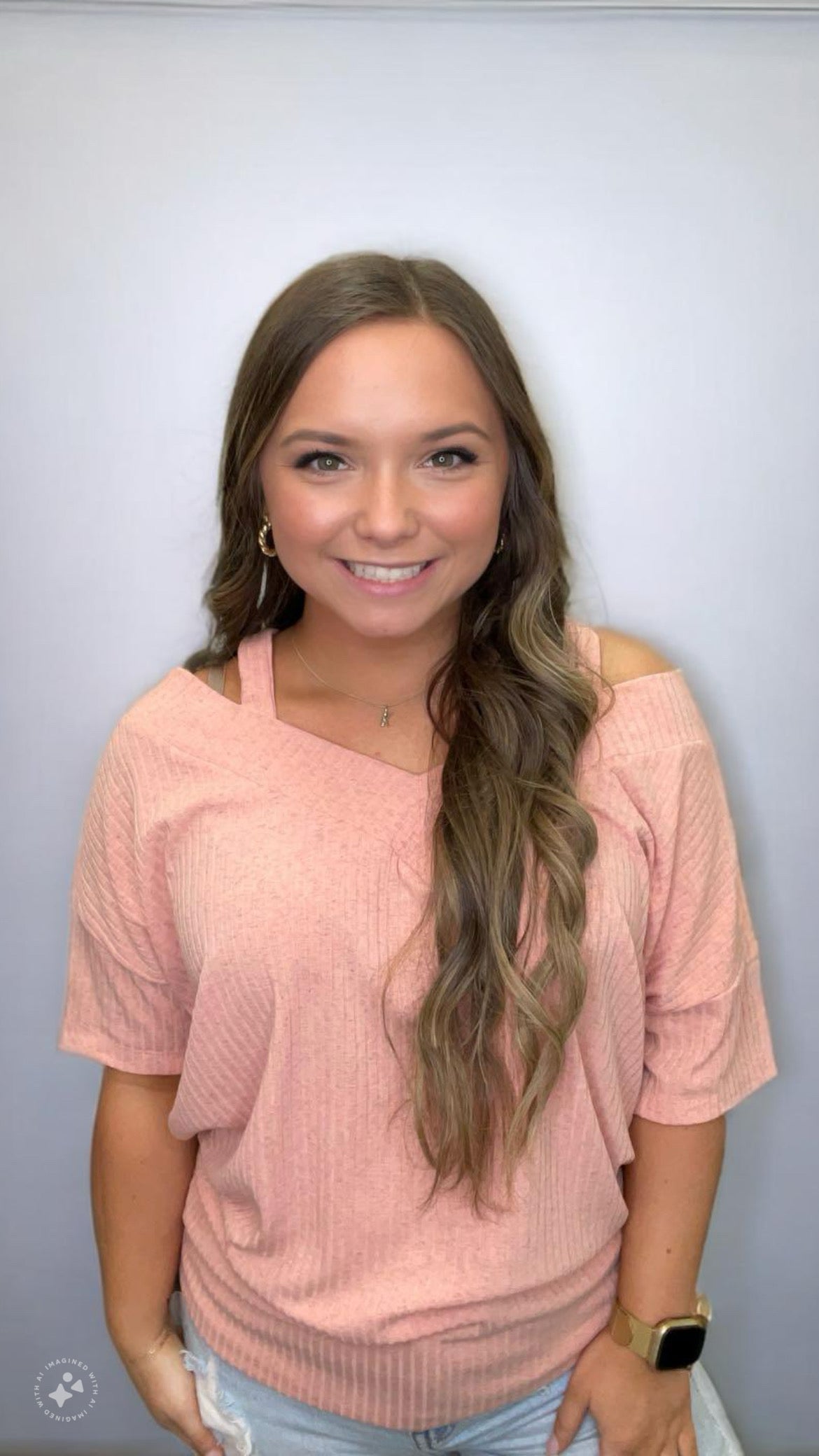 Pink Speckled Shoulder Top