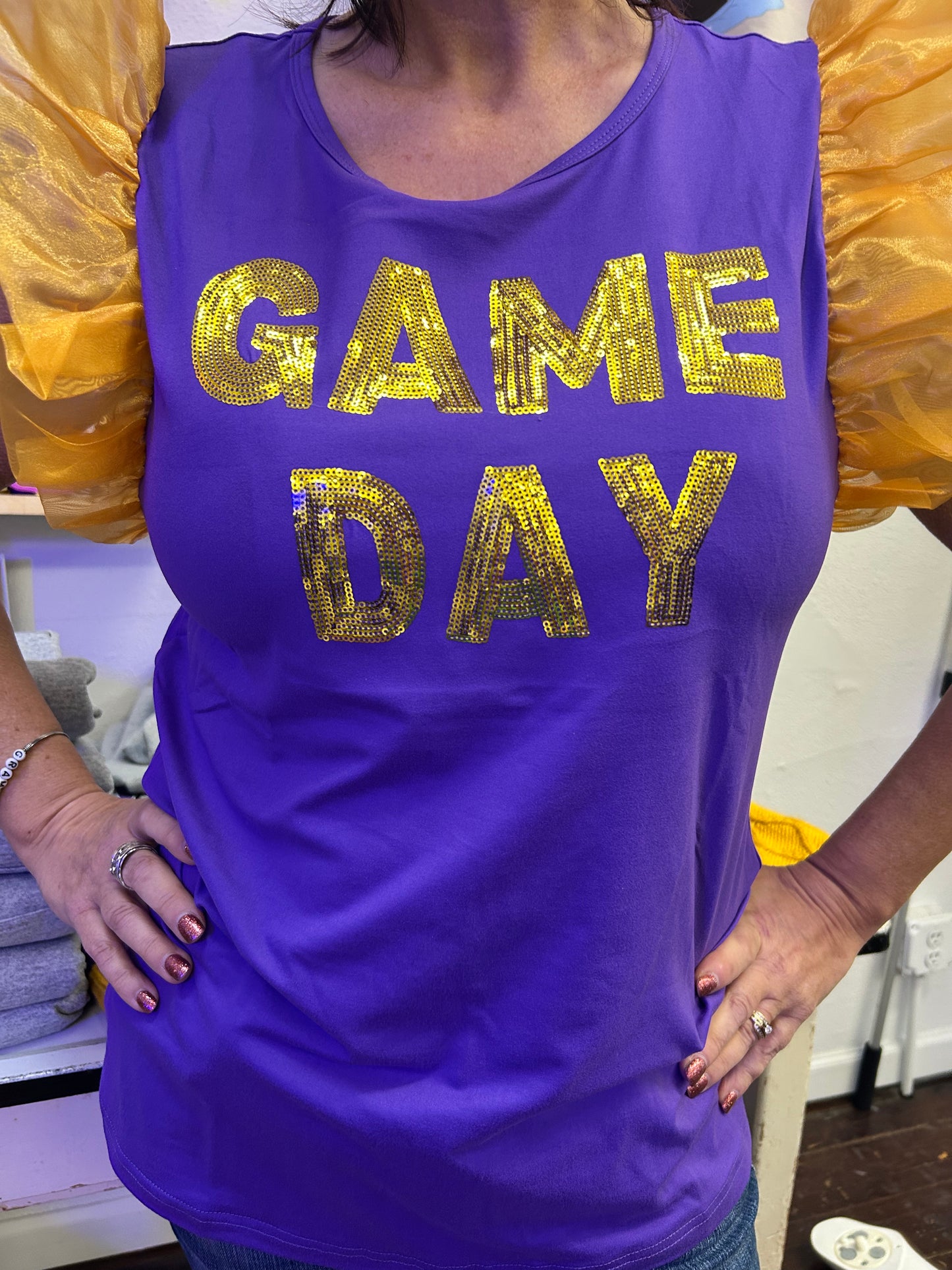 It's Game Day Sequin Patch Top