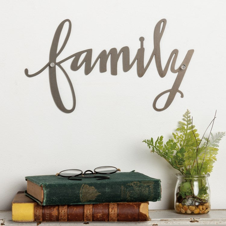 Brushed Metal Family Sign