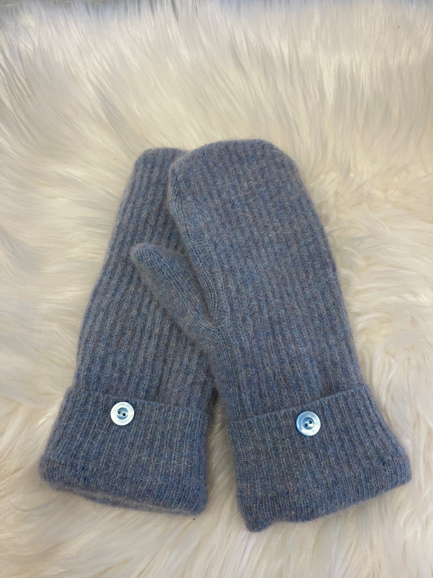 Sky Blue Wool Sweater Mittens