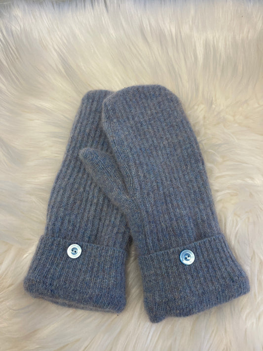 Sky Blue Wool Sweater Mittens