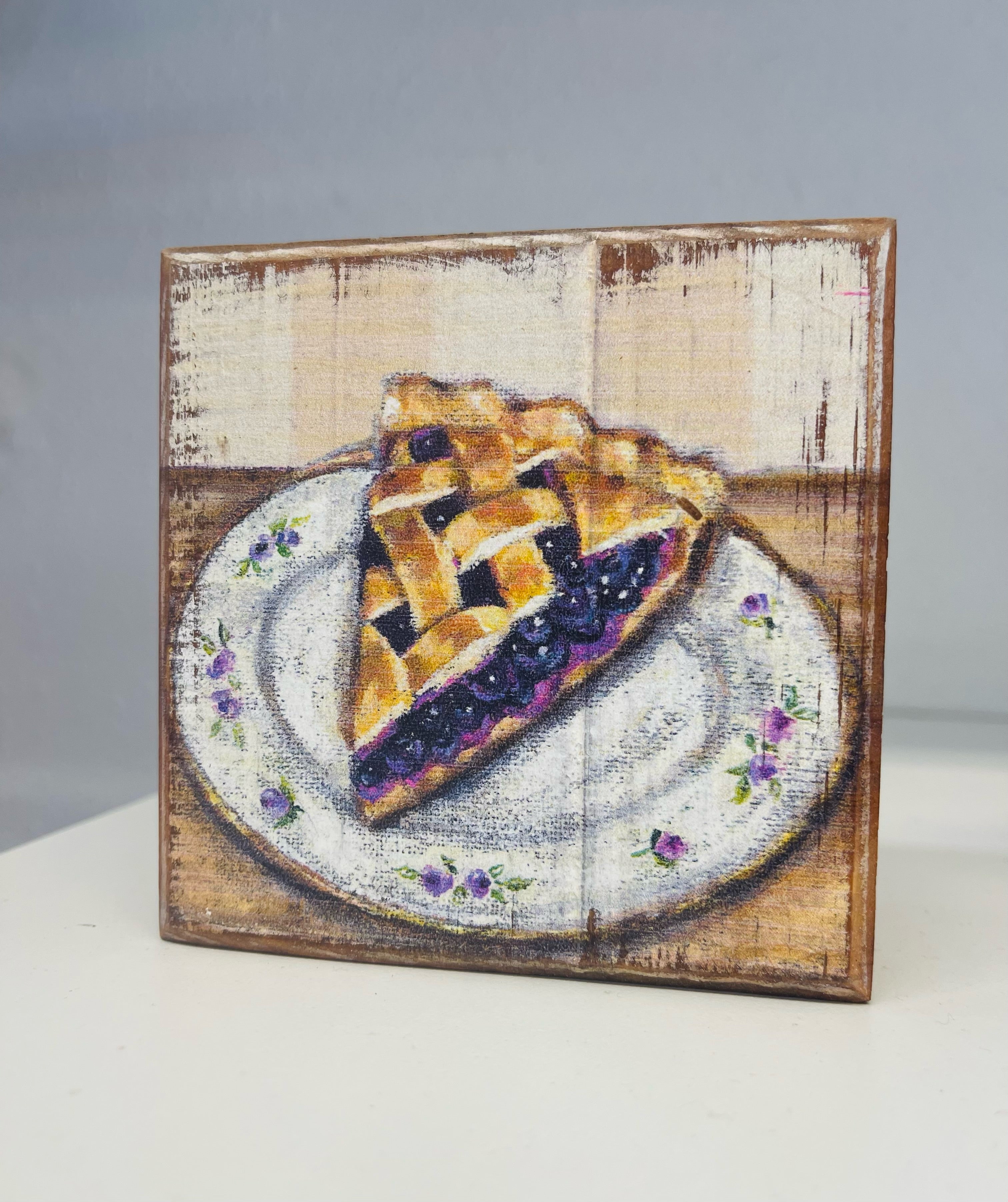 Rustic Slice of Blueberry Pie Box Sign