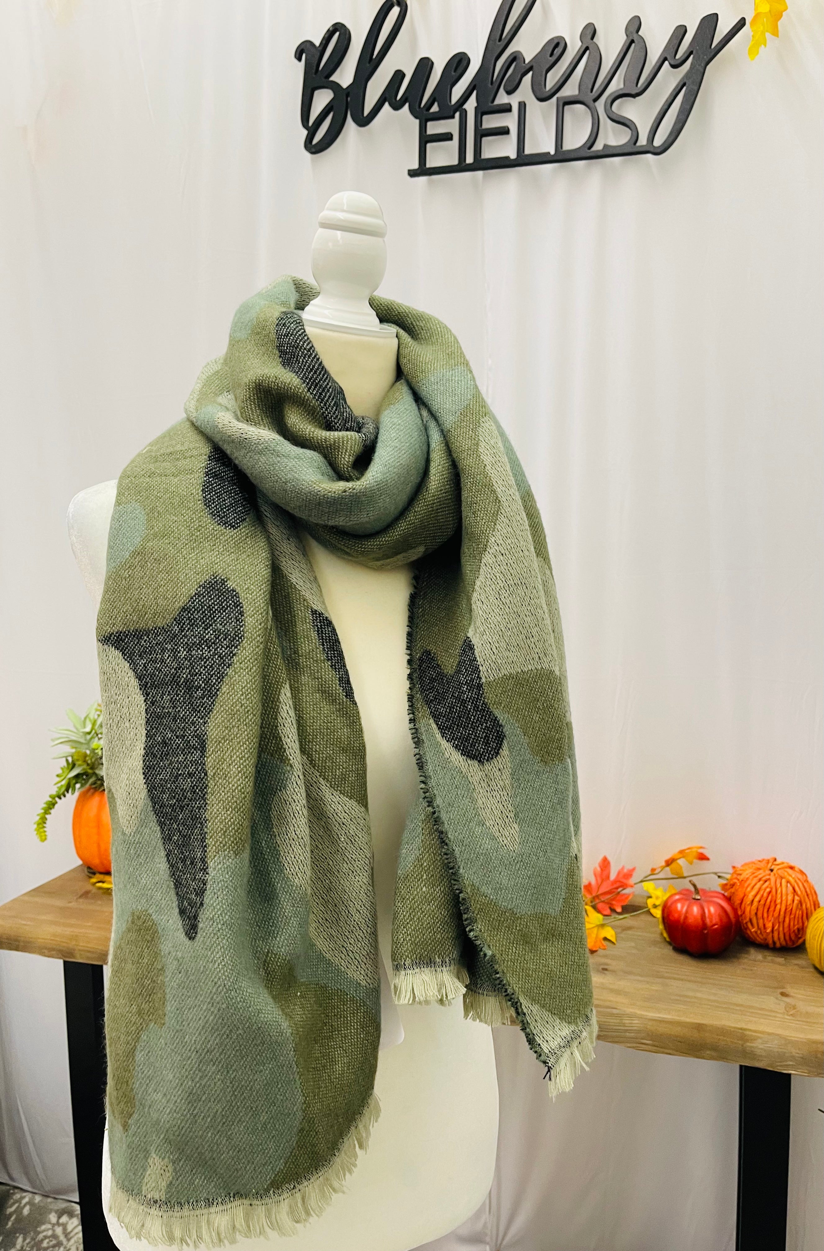 Brushed Camo Blanket Scarf