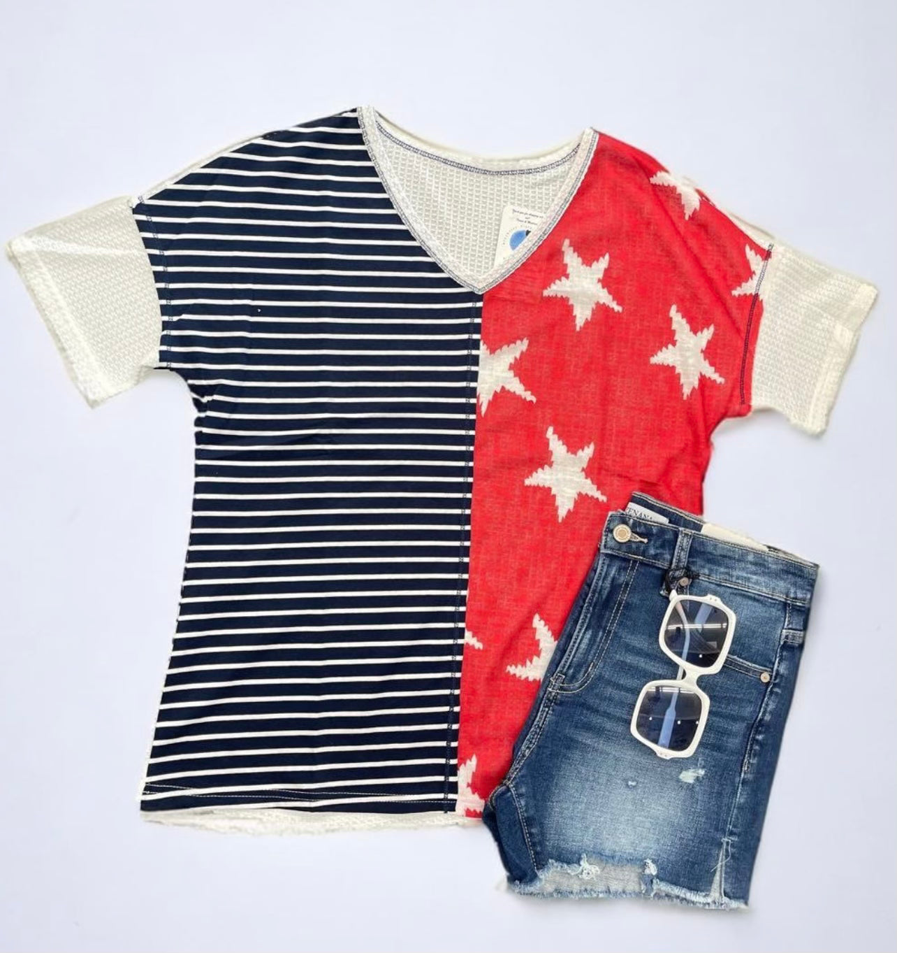 Patriotic Waffle Weave Top
