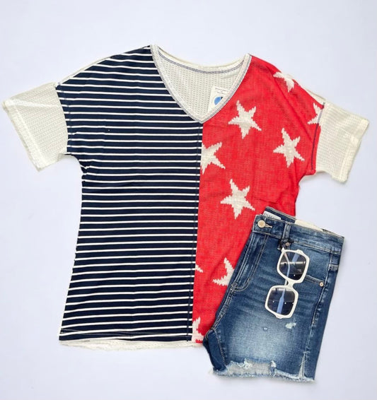 Patriotic Waffle Weave Top
