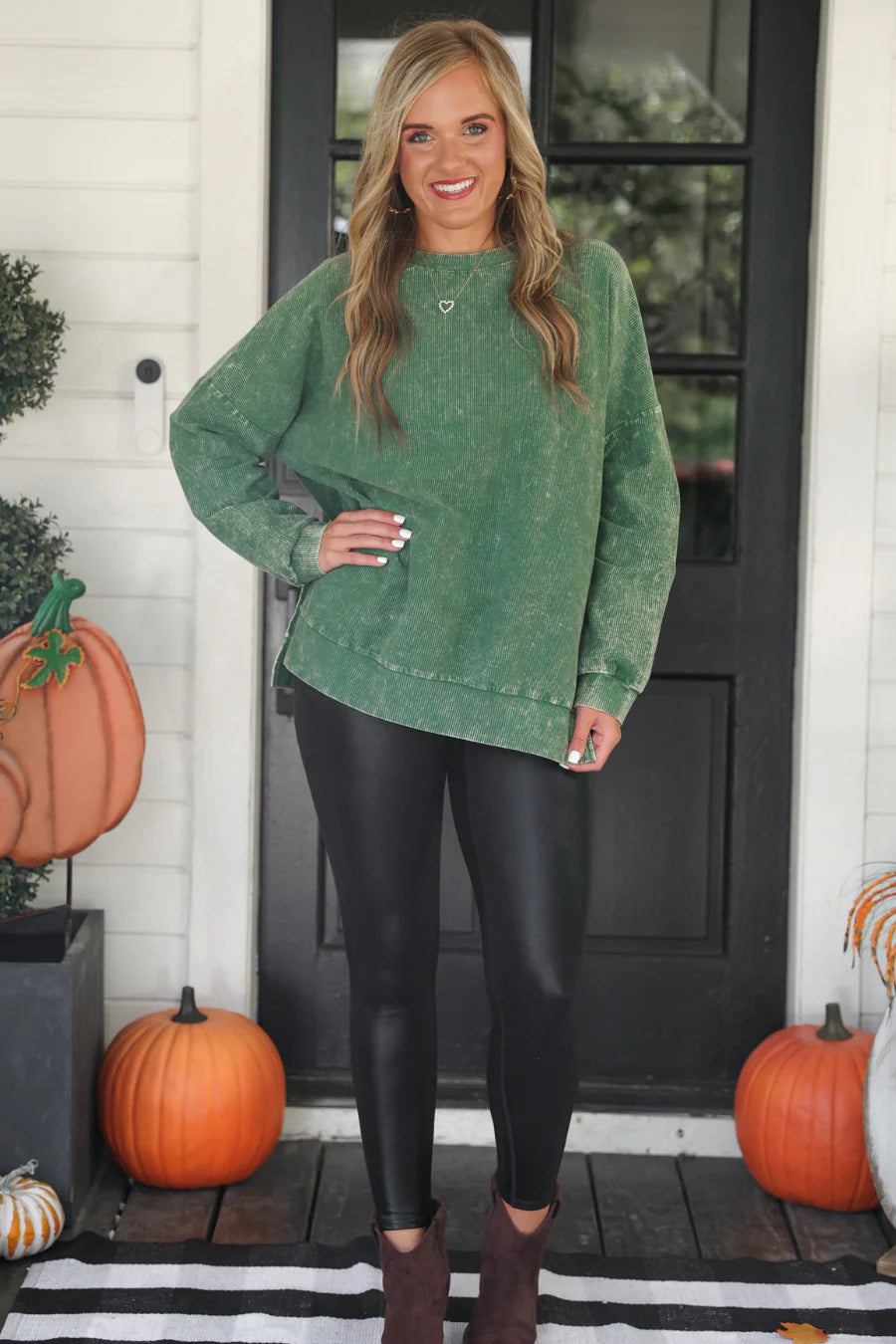 Alexis Corded Vintage Pullover - Olive