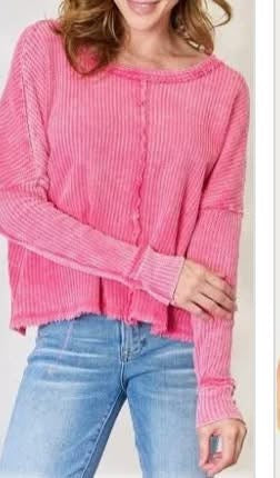 Christi Pink Waffle Top