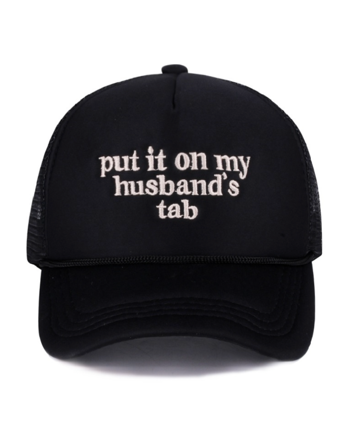 Put It On My Husbands Tab Trucker Hat
