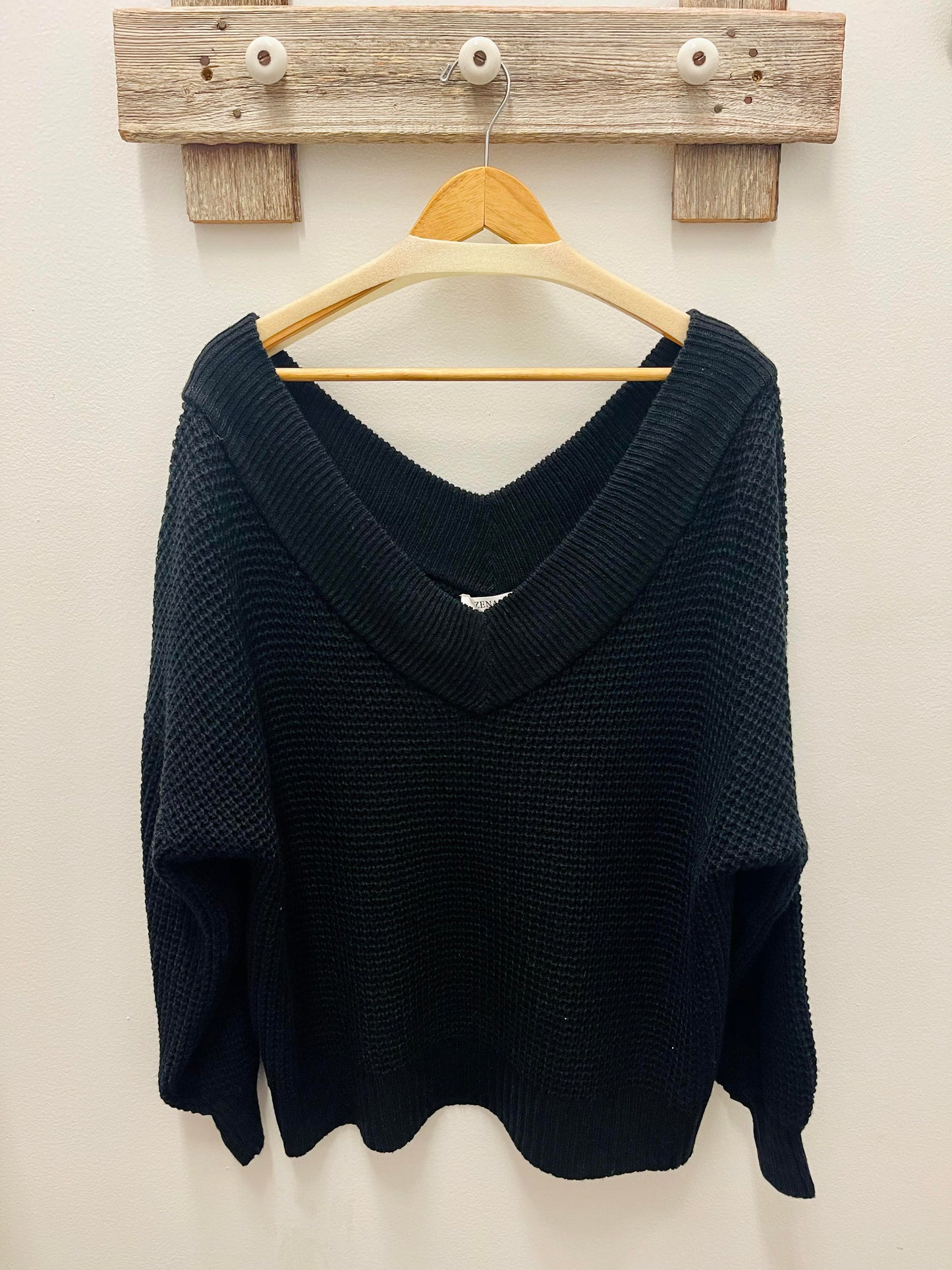 Waffle Knit Vneck Sweater