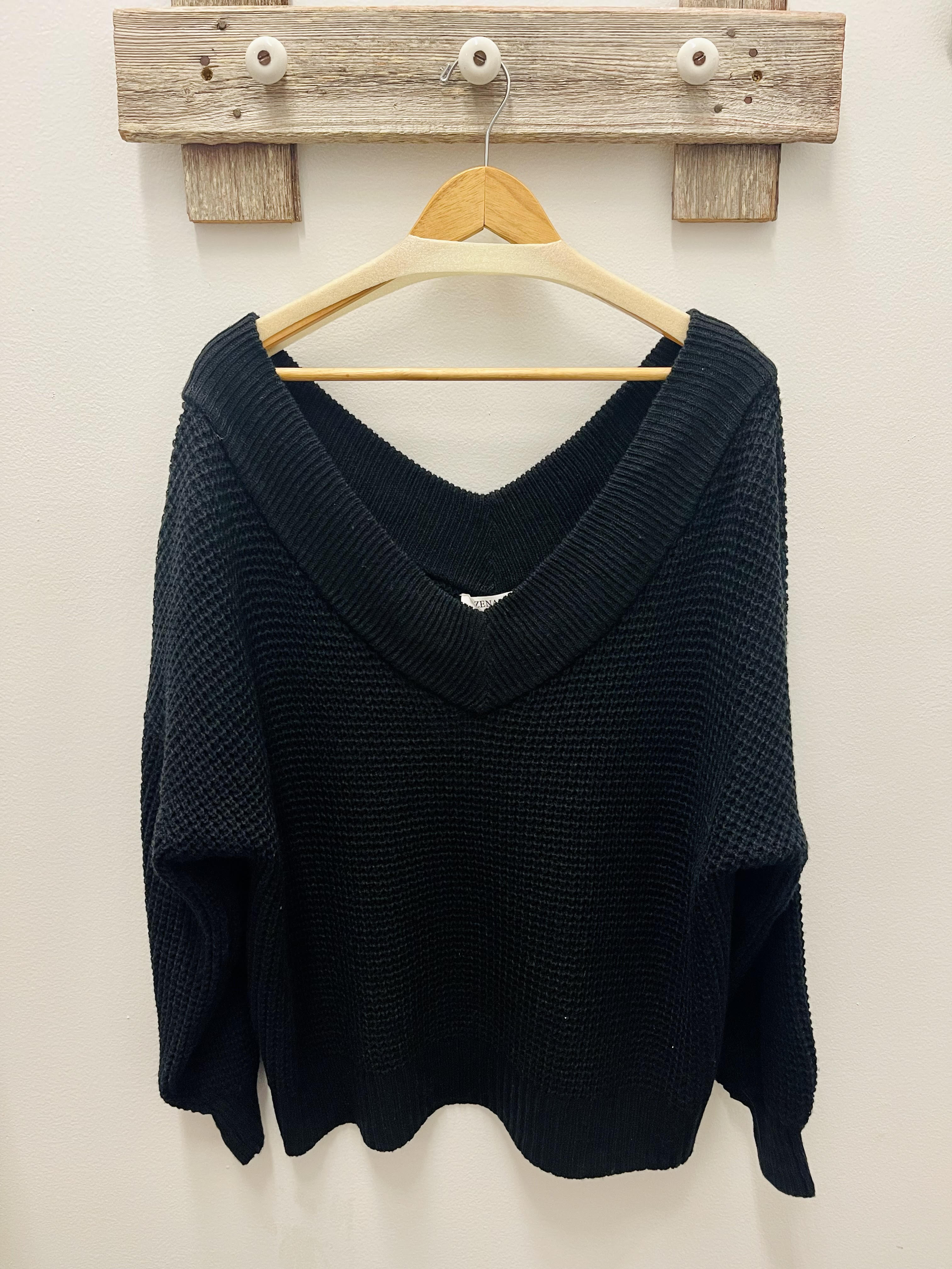 Waffle Knit Vneck Sweater