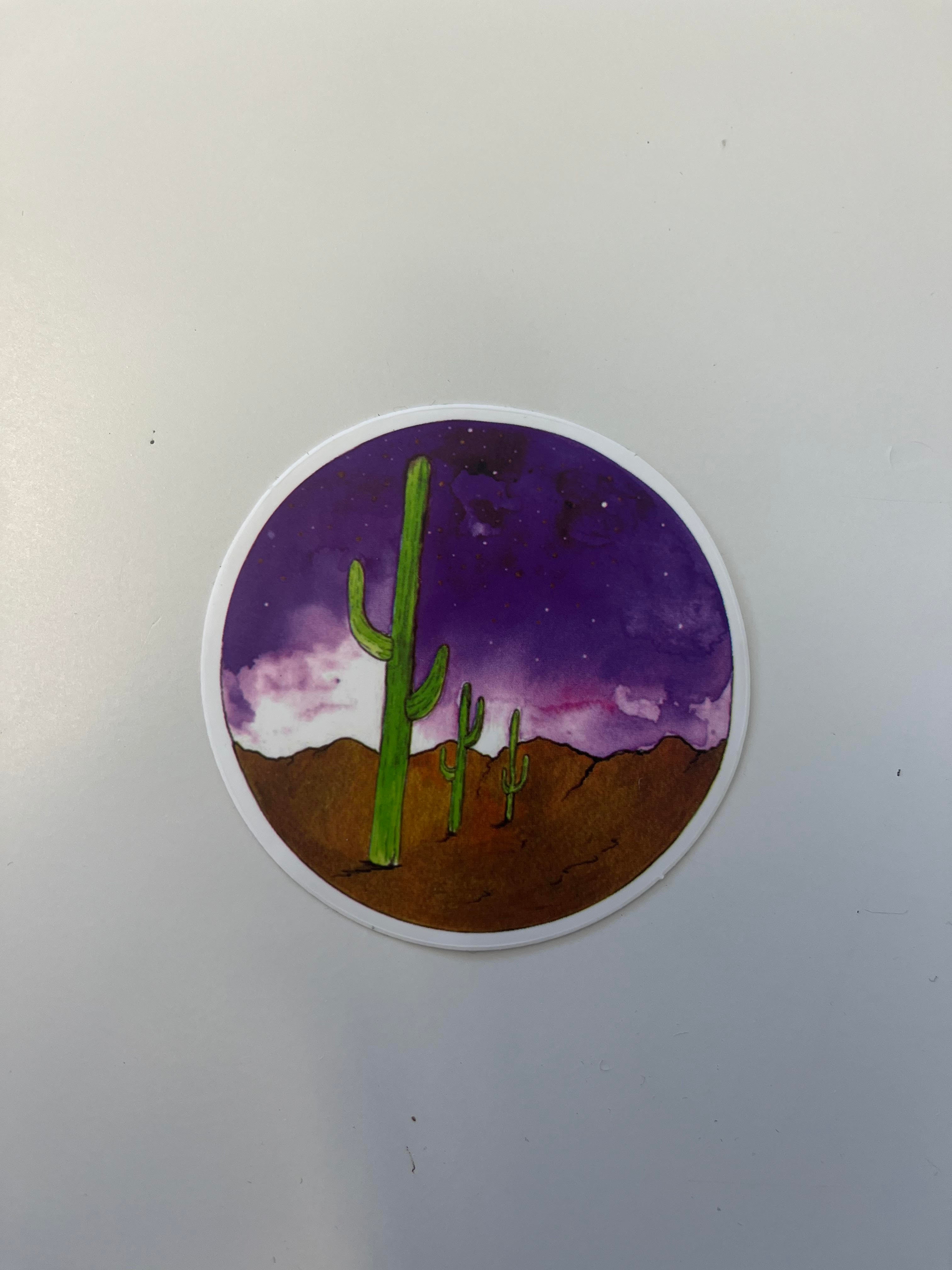 Desert Scene With Cactus Vinyl Sticker
