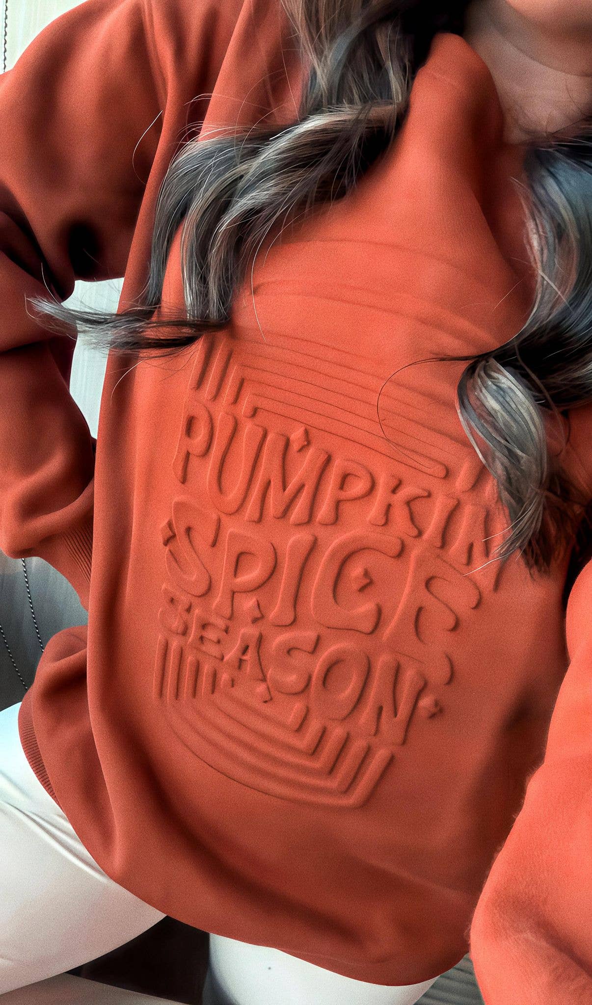 Corn Maze Pumpkin Spice Latte Embossed Sweater