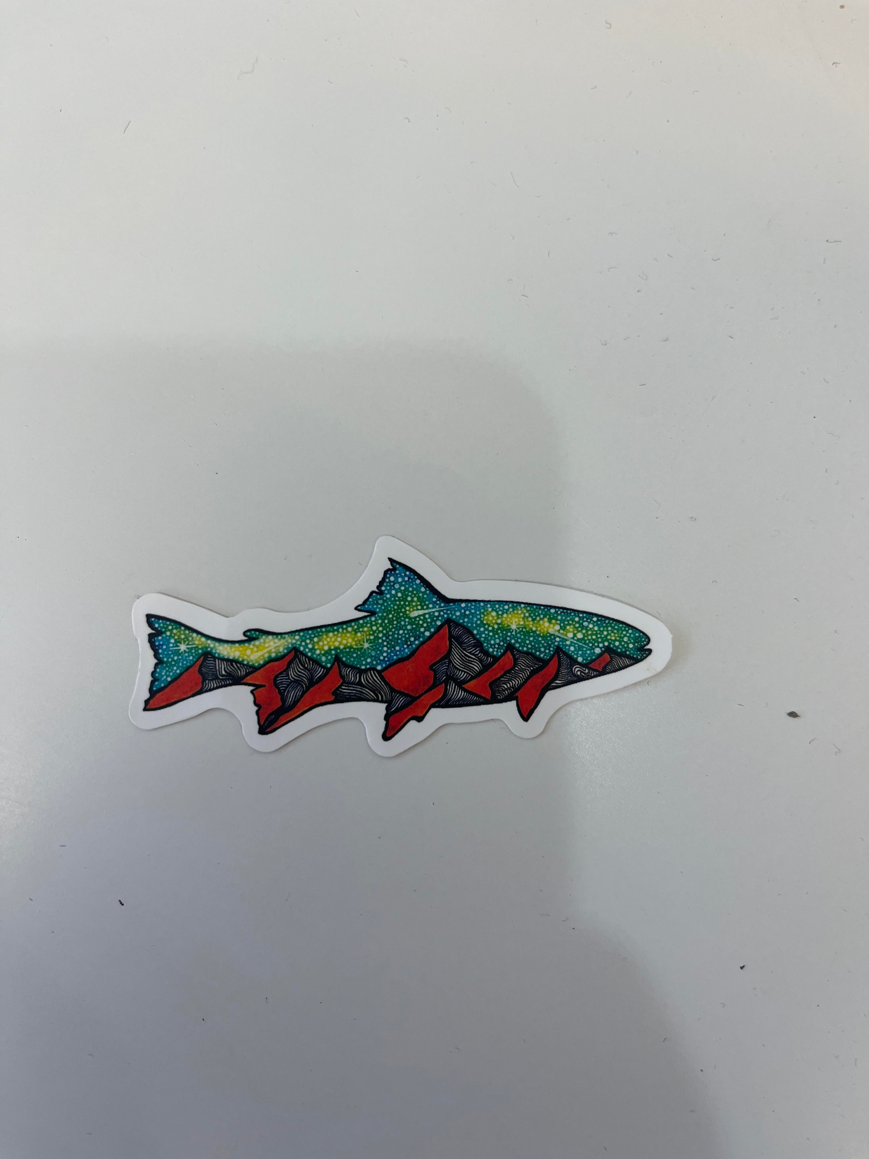Fish With Mountain Scenery Vinyl Sticker