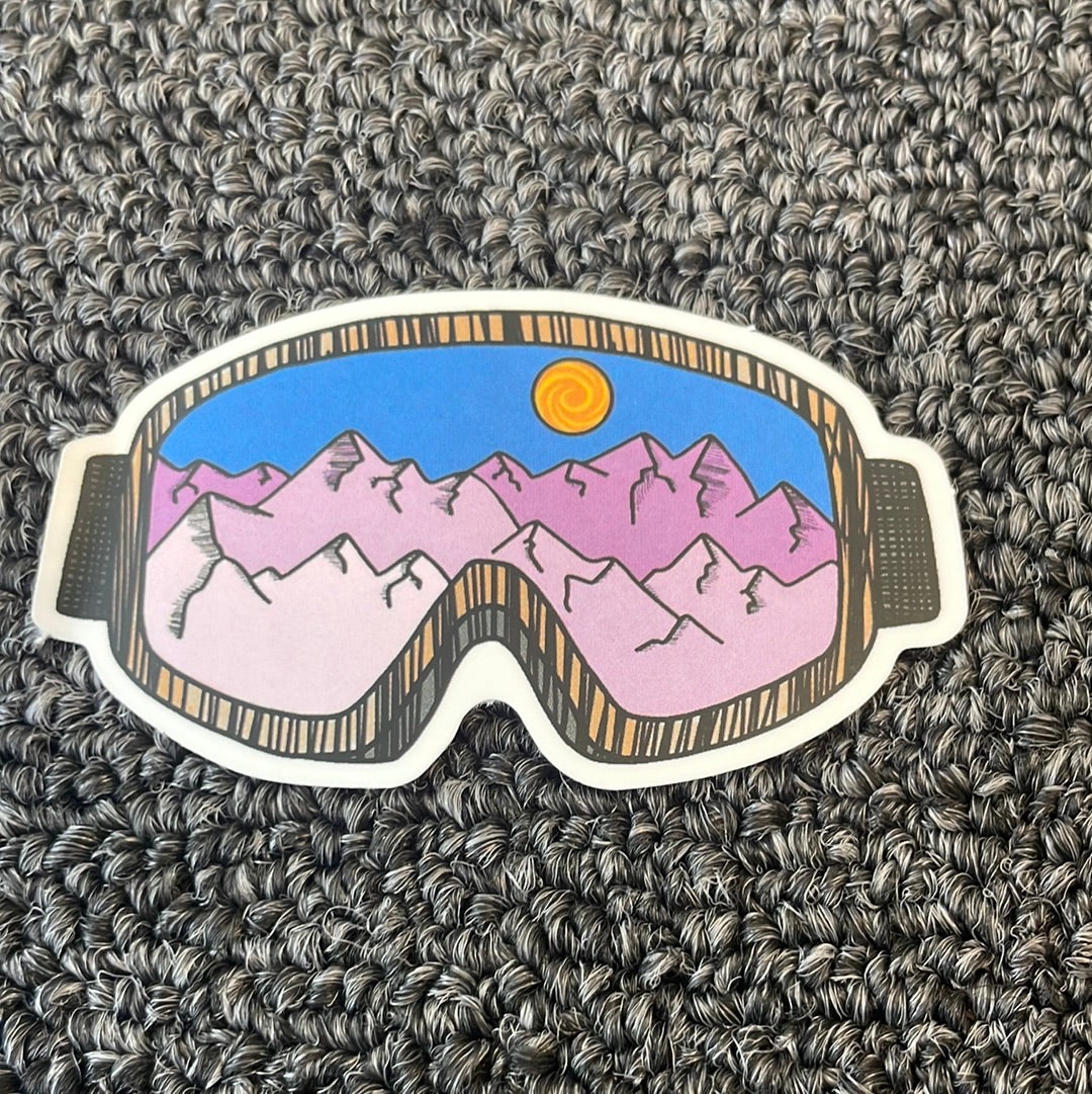 Mountain Ski Goggles Vinyl Sticker