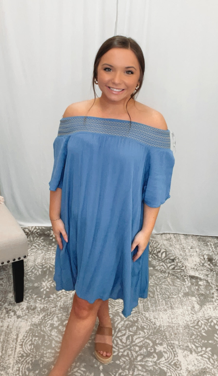 Off The Shoulder Denim Dress